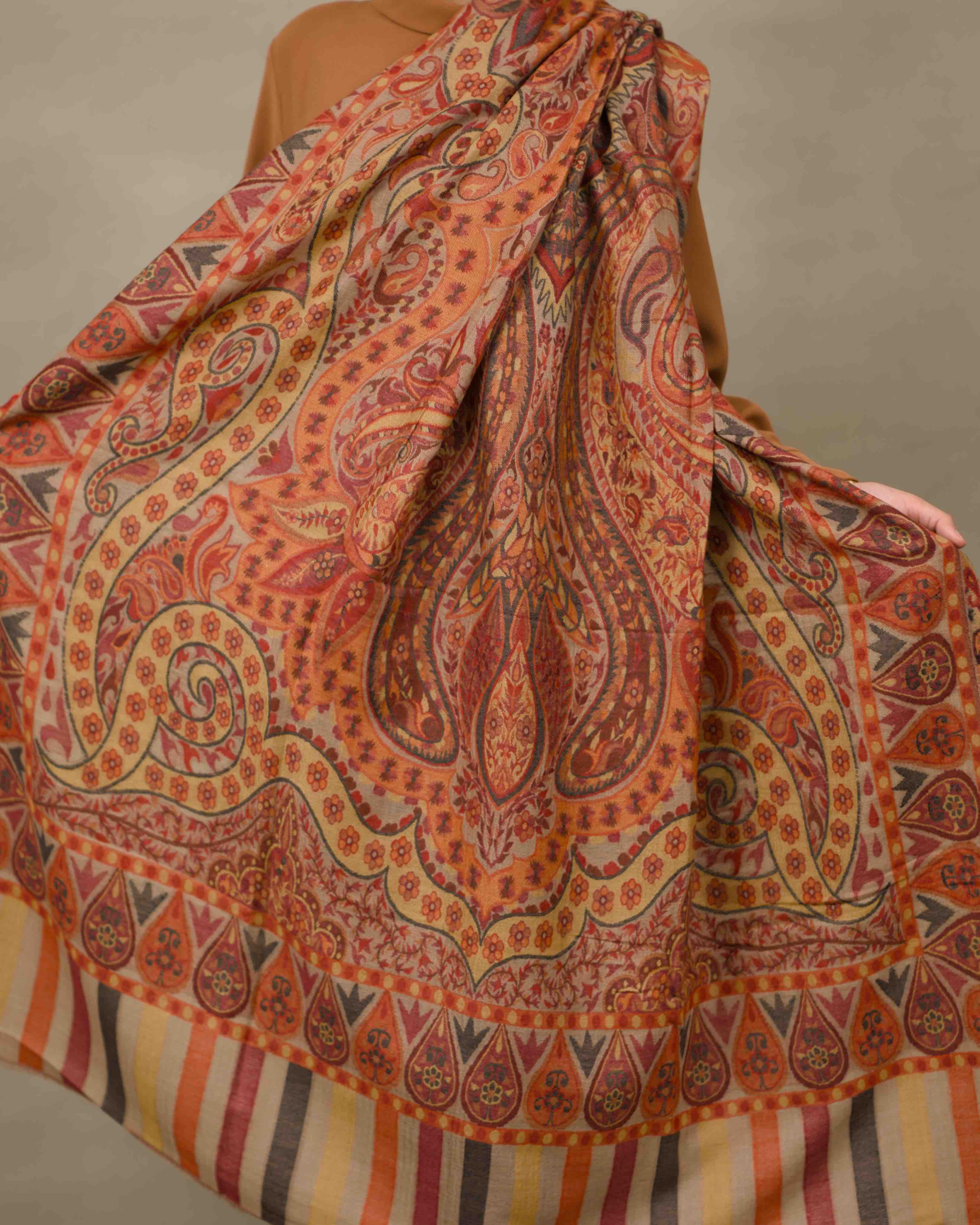 Autumn Ember Kani one-of-one shawl by Silsilah Studio
