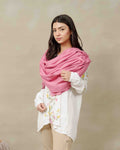 Silsilah Studio Blush Rose pure pashmina shawl, hand-finished in Azad Kashmir