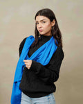 Silsilah Studio Cobalt Night pure pashmina shawl, hand-finished in Azad Kashmir