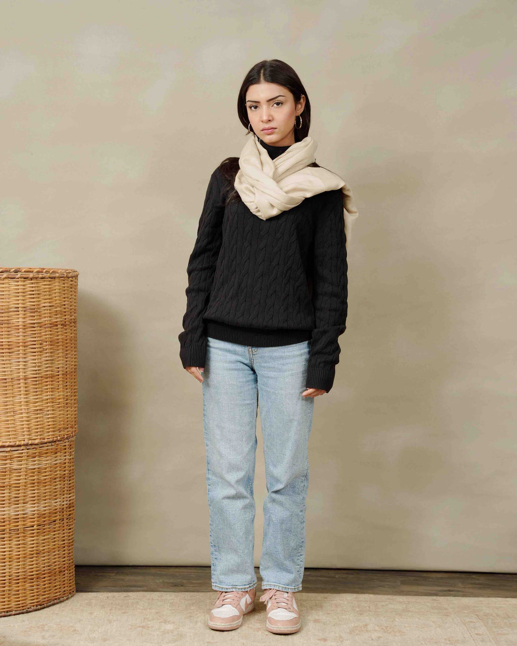 Silsilah Studio Ivory Dune pure pashmina shawl, hand-finished in Azad Kashmir