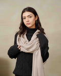 Silsilah Studio Warm Taupe pure pashmina shawl, hand-finished in Azad Kashmir